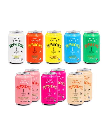 De La Calle Tepache - Naturally Fermented Pineapple Beverage, Antioxidant Rich, Certified Organic, Fermented, Low Sugar (Mixta Variety Pack) - Buy Online on GoSupps.com
