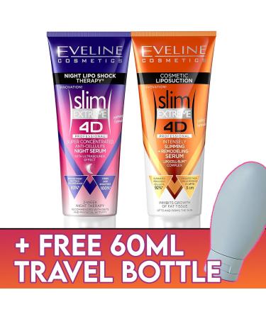 Slimming Body Cream Bundle - Eveline Cosmetics Slim Extreme 4D Duo: Scalpel Concentrated Slimming Cream Super Concentrated Cellulite Slimming Hot Cream + Free Travel Bottle - Skin Tightening Solution - Buy Online on GoSupps.com
