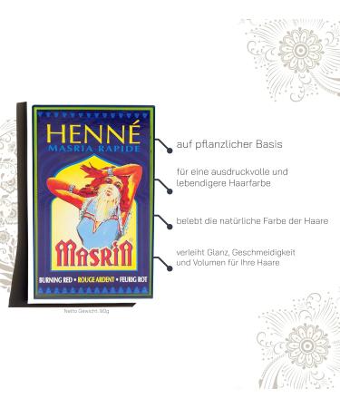 Natural Henna Hair Dye - 270g (3x90g) Pure Red - Feure Red Masria Henna Powder - Best Natural Hair Color Solution - Buy Online on GoSupps.com