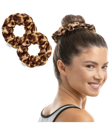 Microfibre Hair Drying Towel Scrunchies by The Perfect Haircare Anti-Frizz & Silky Smooth Ponytail Bun Holder Quick Drying & Absorbent for Curly Wavy Long & Short Hair (Leopard)