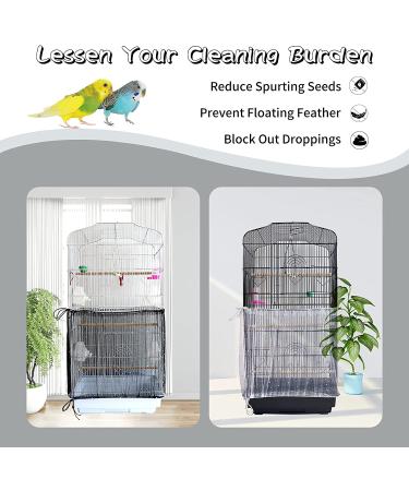 Daoeny 2Pcs Adjustable Bird Cage Cover | Upgraded Airy Nylon Mesh Parrot Net with Sequins | Seed & Feather Catcher for Parakeet Macaw | Soft & Universal Birdcage Cover Skirt | 78.7 x 15.7 Inch - Buy Online on GoSupps.com