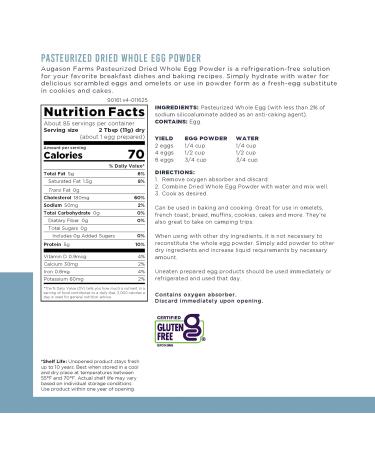 Augason Farms Dried Whole Egg Product - 2lbs No. 10 Can | Long-Term Food Storage - Buy Online on GoSupps.com