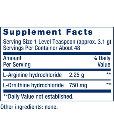 Life Extension Arginine Ornithine Powder Promotes Muscle Health & Recovery Gluten Free Non-GMO net Weight 150 Grams - Buy Online on GoSupps.com