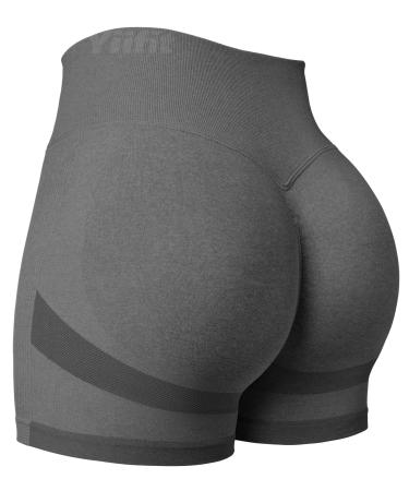Yiifit Women's Sport Shorts Scrunch Butt High Waist Workout 3.5" Shorts Biker Gym Short Pants L #2 Dark Gray