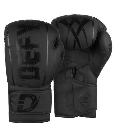 DEFY Boxing Gloves for Men & Women - Premium Quality Synthetic Leather Boxing Gloves for Training - Perfect for Punching Heavy Bags, Sparring, & Fighting Gloves Black 14oz