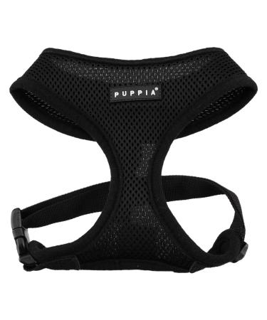 Puppia dog harness for small and medium -sized dogs - super soft in many colors - also usable as a puppy dishes - anti -anti -tanning crockery for dogs black S S black