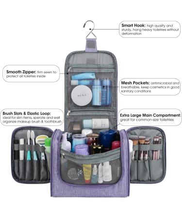 WANDF Large Hanging Toiletry Wash Bag - Purple Organizer for Men and Women | Travel Makeup Cosmetic Case - Buy Online on GoSupps.com