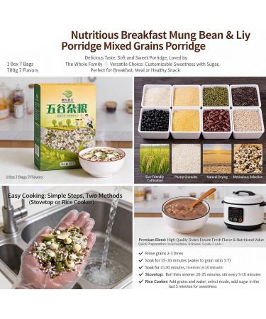 500 G De Congee Haricots Mungo Et Lys C r ales Nutritives For Petit-d jeuner Cuisson Rapide (cuisini re/cuiseur Riz) Bouillie Grains Entiers Saine For La Famille - Buy Online on GoSupps.com