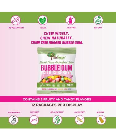 Tree Hugger Bubble Gum - Citrus Berry Flavor, Natural, 12 Pack (2 oz each) - No Artificial Colors - Buy Online on GoSupps.com