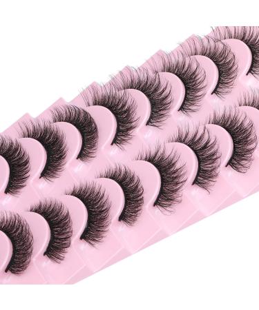 wiwoseo Eyelashes Natural Wispy Fluffy Faux Mink Lashes Natural Extension Styles 15MM 16MM False Eyelashes Fluffy Volume Lightweight Reusable 2 Styles Mixed 10 Pairs Pack