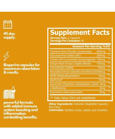 Turmeric Curcumin with Bioperine, Ginger & Glucosamine - Joint Support with 95% Standardized Curcuminoids - Buy Online on GoSupps.com