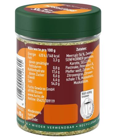 Fuchs Gourmet Selection Bratfish Spice Salt - Refillable Seasoning for Fish & Seafood Vegan 80g - Buy Online on GoSupps.com
