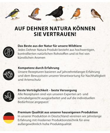 Buy Dehner Natura Wild Bird Feed - Nutritious Fat & Soft Food for Garden Birds - 5 kg Pack with Oats Wheat Flakes Peanuts & Raisins - International Shipping Available - Buy Online on GoSupps.com