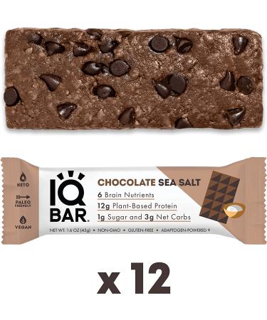 IQBAR Chocolate Sea Salt Keto Protein Bars - 12-Count Energy Bars, Low Carb, High Fiber Vegan Snacks - Meal Replacement Bars with Low Sugar - Vegan Friendly - Buy Online on GoSupps.com