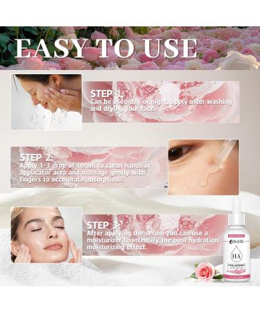 3 Pack Rose Hyaluronic Acid Serum for Face - Anti-Wrinkle Anti-Aging with Peptides | 1fl oz (30ml Each) - International Shipping Available - Buy Online on GoSupps.com