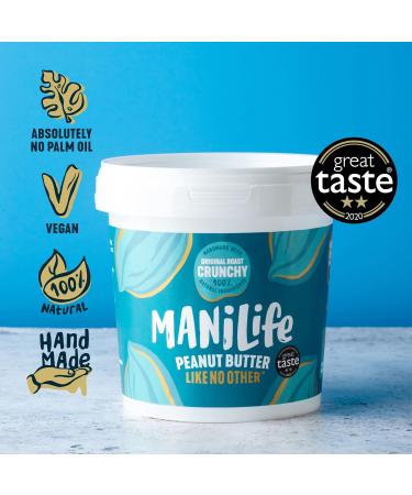ManiLife Peanut Butter - Peanut Butter - All Natural Single Origin No Added Sugar No Palm Oil - Original Crunchy (1 x 900g - Buy Online on GoSupps.com