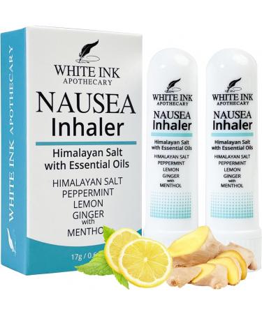 White IN-haler NAUSEA Himalayan Pink Salt Essential Oil | 100% Natural Nasal Inhaler for nausea caused by motion sickness, morning sickness, queasiness, migraine, chemotherapy side effects. Drug free.