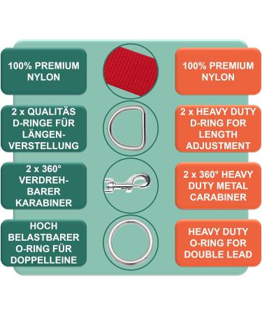 Dey Premium 2m Dog Leash - 3-Way Adjustable for All Sizes | Durable Nylon | Multiple Colors | Perfect for Small Medium & Large Dogs | Doubleein Pet Gear - Buy Online on GoSupps.com