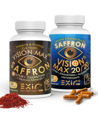 EXIR Eye Vitamins Combo Pack (2 Bottles) Eye Vitamins Supplement - with Lutein, Saffron, Astaxanthin, Zeaxanthin 120 Capsules 60 Count (Pack of 2)