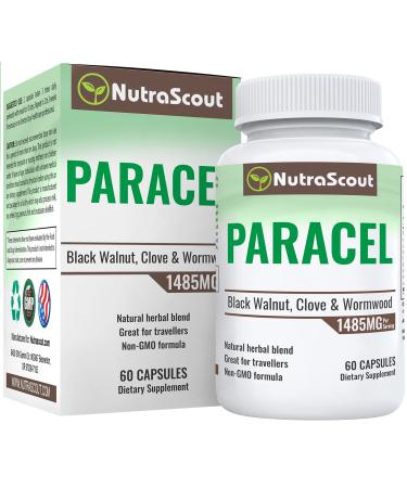 NutraScout Paracel Intestinal Cleanse | Wormwood  Black Walnut  Clove  PAU D'Aro & Goldenseal | Intestinal Detox for Adult Humans | 60 Capsules