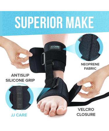 JJ CARE AFO Foot Drop Brace - Unisex Adjustable Ankle Brace for Improved Walking Gait and Achilles Tendon Pain Relief - Black - Buy Online on GoSupps.com