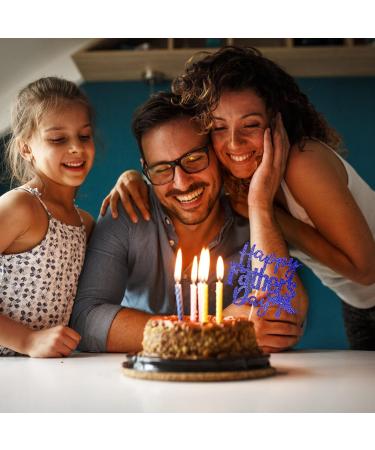 Happy Father's Day Cake Topper - Glitter Father's Day Decorations - Perfect Happy Birthday Dad Cake Topper for Men's Birthday Party Supplies Blue - Buy Online on GoSupps.com