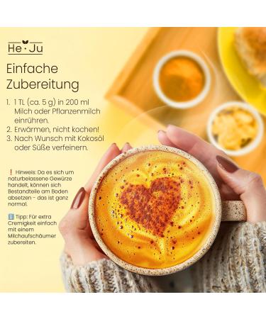  He-Ju He-Ju Bio Golden Milk Classic 150g (30 servings) turmeric latte powder with lucuma and a pinch of pepper sugar-free Ayurvedic ritual vegan and additive-free - Buy Online on GoSupps.com