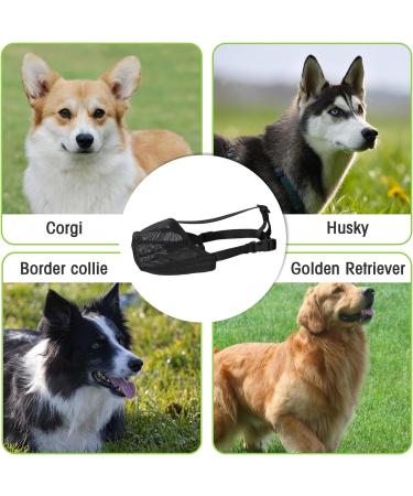 Dog Muzzle NiCoLa Soft Adjustable Mesh Muzzles for Small Medium Large Dogs Breathable Pet Mask Dog Training Muzzle with Adjustable Straps Prevent Biting Chewing and Licking (L) Black-L - Buy Online on GoSupps.com