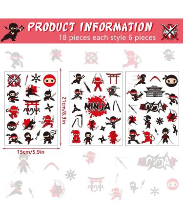 288 Pcs Cute Ninja Temporary Tattoos - Cartoon Warrior Birthday Decorations for Kids - Kawaii Fake Tattoos for School Rewards & Party Favors - Buy Online on GoSupps.com