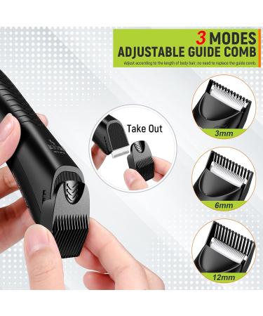 Men's Body Hair Trimmer - Electric Waterproof Groin Trimmer with LED Light & Replaceable Ceramic Blades - USB Rechargeable Male Grooming Razor - Buy Online on GoSupps.com