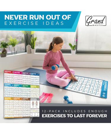 12-PACK Laminated Workout Poster Set for Home Gym - Exercise Charts for Dumbbell, Yoga Poses, Resistance Band, Kettlebell & Stretching - Fitness Gym Posters - Buy Online on GoSupps.com