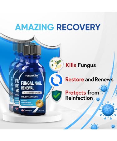 Extra Strength Toenail Fungus Treatment - 25% Undecylenic Acid & Tea Tree Oil | 4Pcs Antifungal Nail Solution for Thick Damaged Nails - Buy Online on GoSupps.com