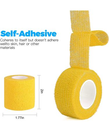 Bandage Wrap 8 Pack - 2 x 5 Yards, Self-Adhesive Cohesive Bandage for Sports Injuries - Yellow - Buy Online on GoSupps.com