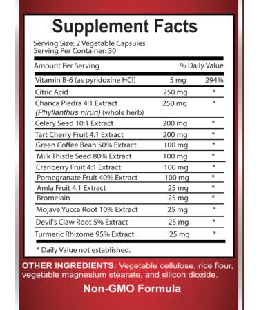 URIC Acid Formula - Natural Kidney Herbal Supplements for Uric Acid Control & Flush - 60 Capsules - Buy Online on GoSupps.com