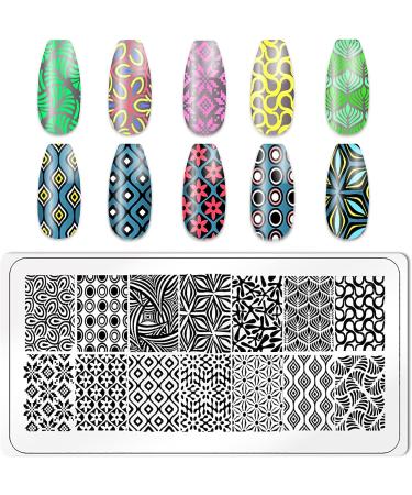 KAAGEE 5Pcs Geometry Nail Stamping Plates Set with Stamper and Scraper - Nail Art Design Template for Unique Nail Designs - Buy Online on GoSupps.com