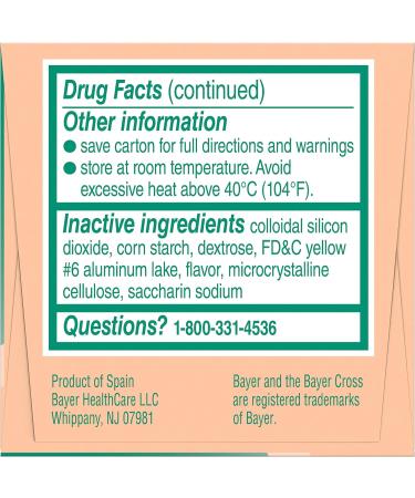 Aspirin Regimen Bayer 81mg Chewable Tablets Orange Flavor 36 Count (12 Pack) - Buy Online on GoSupps.com