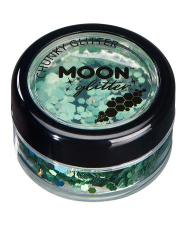 Chunky Holographic Glitter by Moon Glitter - Green - Cosmetic Festival Makeup Glitter for Face Body Nails Hair Lips - 3g