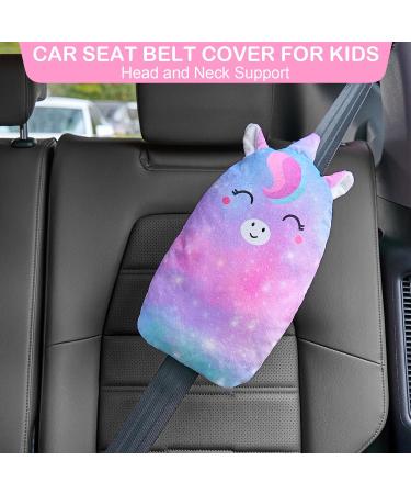 Unicorn Castle Seatbelt Pillow - Kids Car Seat Head Support & Strap Cover in Blue Purple - Buy Online on GoSupps.com