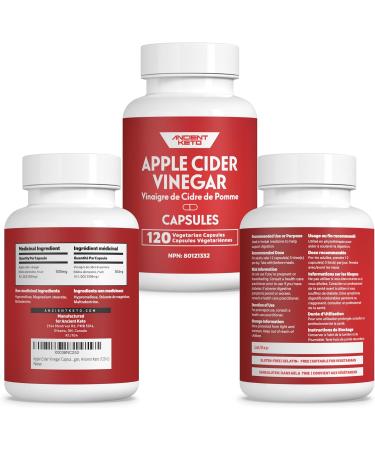 Apple Cider Vinegar Capsules 500mg ACV Supports Healthy Digestion Gut Health Tasteless Odorless Easy-to-Swallow Pill Vegan Ancient Keto (120 ct) - Buy Online on GoSupps.com