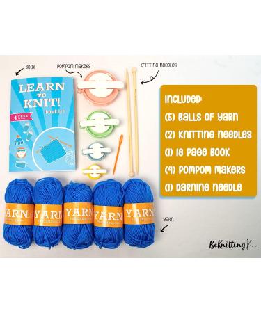 BeKnitting Knitting Starter Kit for Beginners - Yarn, Pompom Makers, Needles & More - Buy Online on GoSupps.com