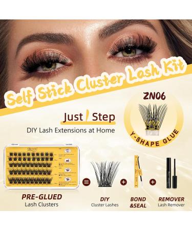 Self-Adhesive Eyelash Clusters | QUEWEL Natural Look No Adhesive Required | 40 PCS Reusable DIY Eyelash Extensions for Beginners | Easy to Use (ZN06) - Buy Online on GoSupps.com