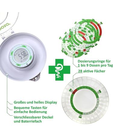 Edoso Automatic Medication Box with 9 Alarms & Large Display | Ginkgo Biloba Supplement for Forgetfulness & Light Dementia | International Shipping - Buy Online on GoSupps.com
