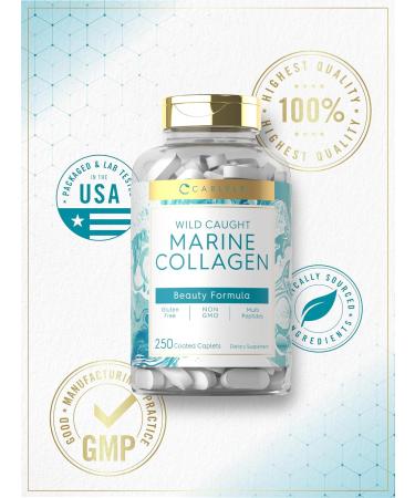 Carlyle Marine Collagen for Hair Skin and Nails | 250 Caplets | Peptides for Women and Men | Type I with Calcium | Non-GMO & Gluten Free 250 Count (Pack of 1) - Buy Online on GoSupps.com