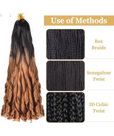 Ainimiu French Curly Braiding Hair 22 Inch 8 Packs - Pre Stretched Bouncy Braiding Hair- Loose Wavy Braiding Hair Synthetic Hair Extensions for Black Women 22 Inch(pack of 8) 1B/30 - Buy Online on GoSupps.com