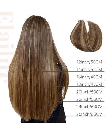 Elailite 30cm Tape Extensions - Real Remy Hair 20 Pieces #4/27 Medium Brown & Dark Blonde Smooth Adhesive - International Shipping Available - Buy Online on GoSupps.com