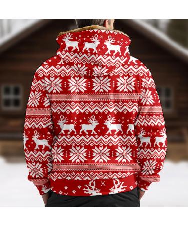 Men's Fleece Plush Jacket - Oversized Warm Zipper Wool Cardigan | Elegant Winter Coat & Breathable Hooded Jacket 5XL Red - Buy Online on GoSupps.com