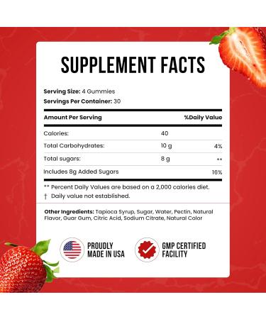 Creatine Monohydrate Gummies 5g Dose for Men & Women Made in USA Vegan & Gluten Free to Support Muscle Strength Recovery Cognitive Health & Memory Strawberry 120 Gummies Strawberry Splash 120ct - Buy Online on GoSupps.com