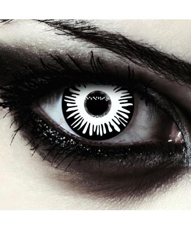 Design lens colored daily lenses contact lenses white and black without prescription for Halloween costume as a zombie carnival vampire & cosplay - 2 pieces (1 pair) white eye lenses