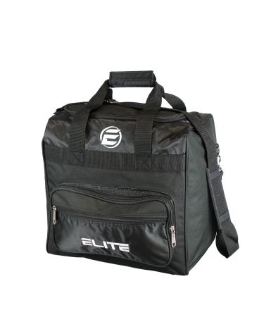 Elite Black Impression Single Tote Bowling Bag with Shoulder Strap - Holds One Bowling Ball and One Pair of Bowling Shoes Up to Size 13 Mens