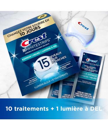 Crest 3D Whitestrips 10 Day Smile Makeover At-Home Teeth Whitening Kit 10 Treatments + 1 LED Light 15 Levels Whiter Tooth Whitener - Buy Online on GoSupps.com